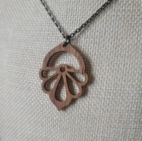 HAND CRAFTED Wood Laser Pendant - Picture 2 of 2